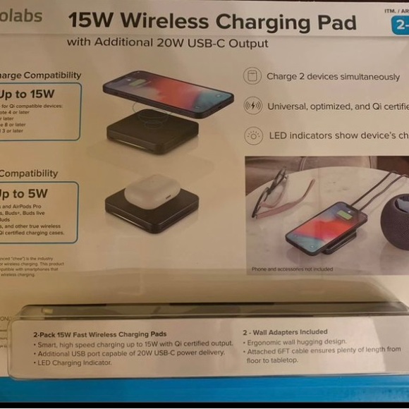 Ubiolans 15W Charging pads, 2 pack - Picture 2 of 2